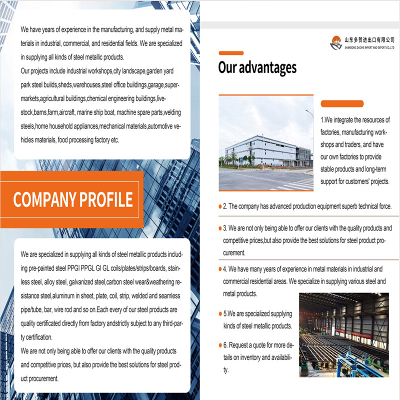 Our main product range covers: Stainless Steel,Carbon Steel,Galvanized Steel,Steel Profile and Aluminum Materials.